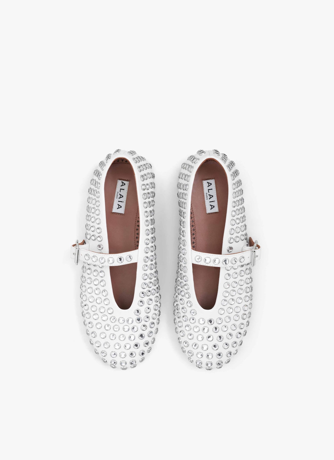 strass lambskin ballet flats ALAÏA WHITE STRASS LAMBSKIN BALLET FLATS